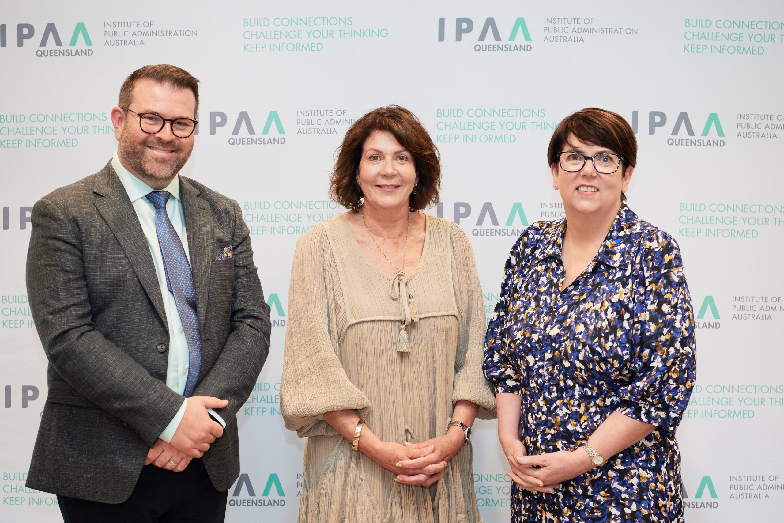 Andrew Wills, Director of IPAA Queensland, Ms Rachel Hunter PSM and Deidre Mulkerin